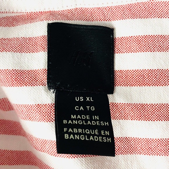 H&M Shirts Hm Xl Casual Oxford Shirt Pink White Striped Button Down